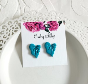 Kolczyki liście turkus Stal chirurgiczna lakier kolor złoty sztyfty (1)