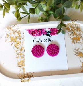 Kolczyki koła sweterkowe fuksja  fuksjowe Stal chirurgiczna sztyfty (1) (1) (1)