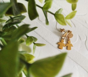 Kolczyki Aniołki stal nierdzewna kolor złoty