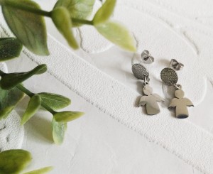 Kolczyki Aniołki stal nierdzewna kolor srebrny