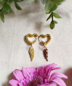 Kolczyki Serca Skrzydła Anioła stal chirurgiczna 