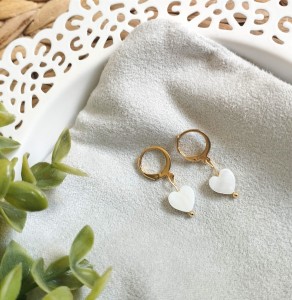 Kolczyki Serca Perłowe pojedyncze stal chirurgiczna   