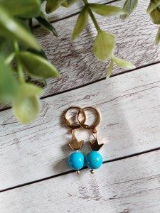 Kolczyki Córki Króla Niebieski kamień stal chirurgiczna