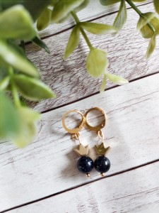 Kolczyki Córki Króla ciemny kamień stal chirurgiczna   