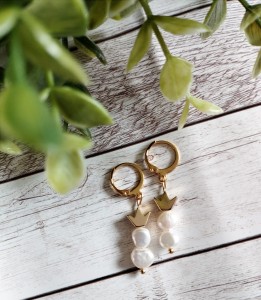 Kolczyki Córki Króla podwójne perełki stal chirurgiczna  