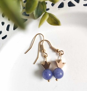 Kolczyki Córki Króla Fioletowy kamień stal chirurgiczna 