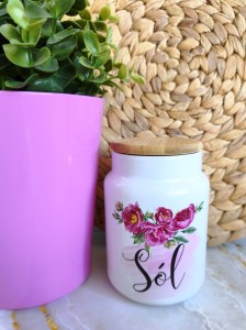 Pojemnik ceramiczny z bambusową pokrywką SÓL