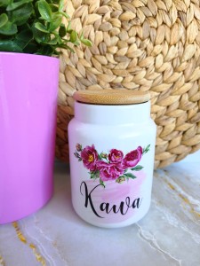 Pojemnik ceramiczny z bambusową pokrywką KAWA