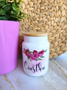 Pojemnik ceramiczny z bambusową pokrywką CIASTKA