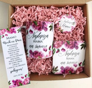 Box prezentowy Kubek + podkładka + lusterko + magnes Najlepsza Mama na świecie  (1)