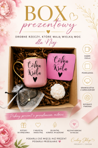 Box prezentowy Córka Króla Kubek + podkładka korkowa + bransoletka+ mydełko
