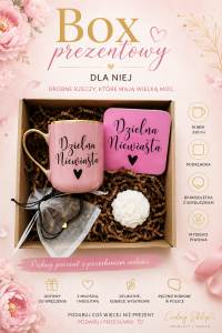 Box prezentowy Dzielna Niewiasta Kubek + podkładka korkowa + bransoletka+ mydełko (1)