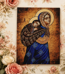 Obraz ikona Matka Boża podróżująca prezent ceramika 15 x 20 cm  